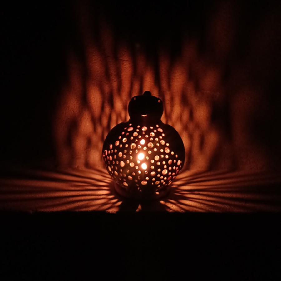 Shop Terracotta Pottery Art - Round Sparrow T Light Holder 