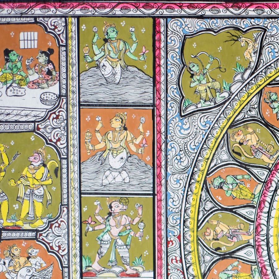 shop Natural Color Traditional patachitra Painting ~ Echoes of the Ramayan