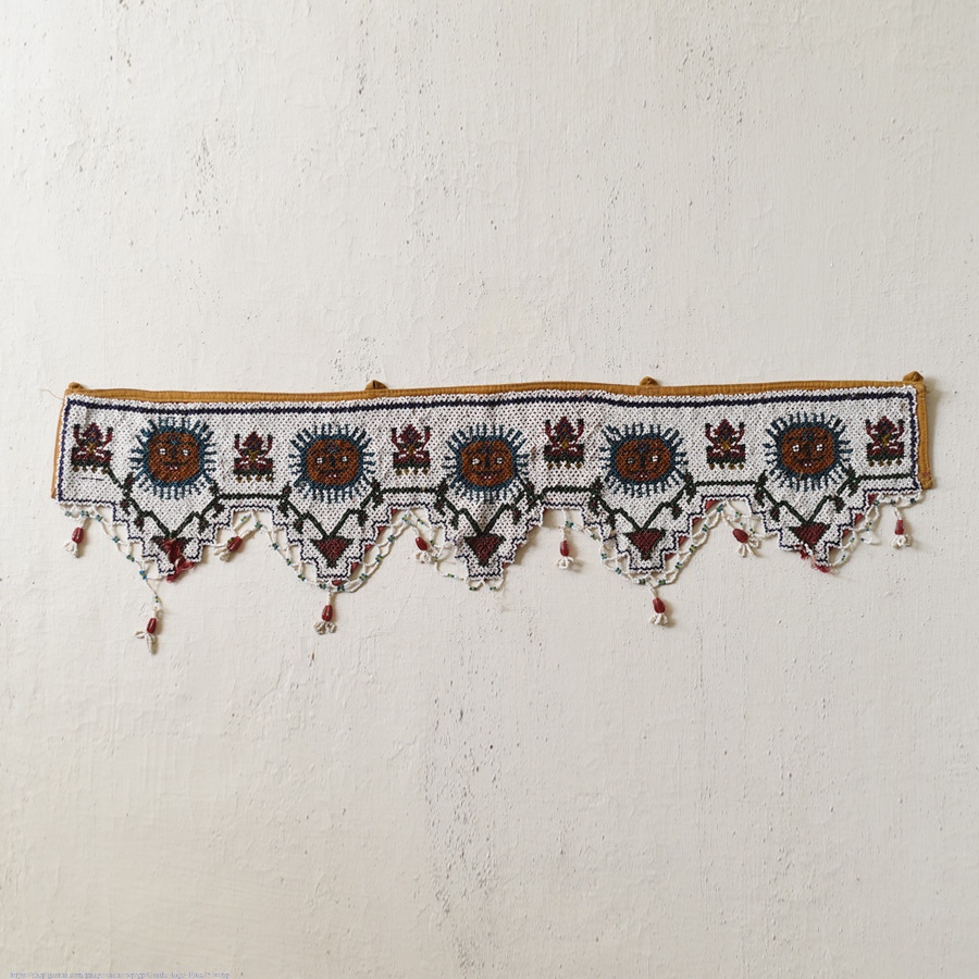 Bead Work ~ Antique Wall Hanging Toran - Sun Motif