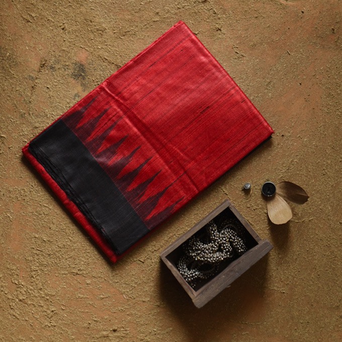 shop Pure Tussar Ghicha Handloom Silk Saree