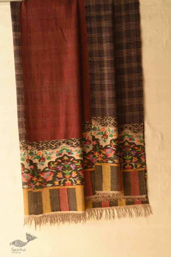 shop Kashmiri handwoven Pure Pashmina Kani Reversible Shawl