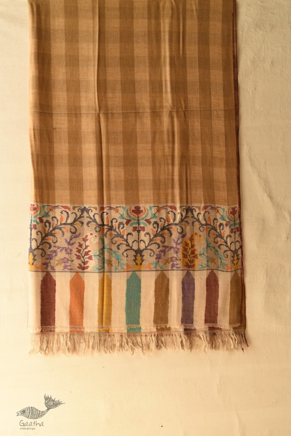 shop Kashmiri handwoven Pure Pashmina Kani Checks Shawl