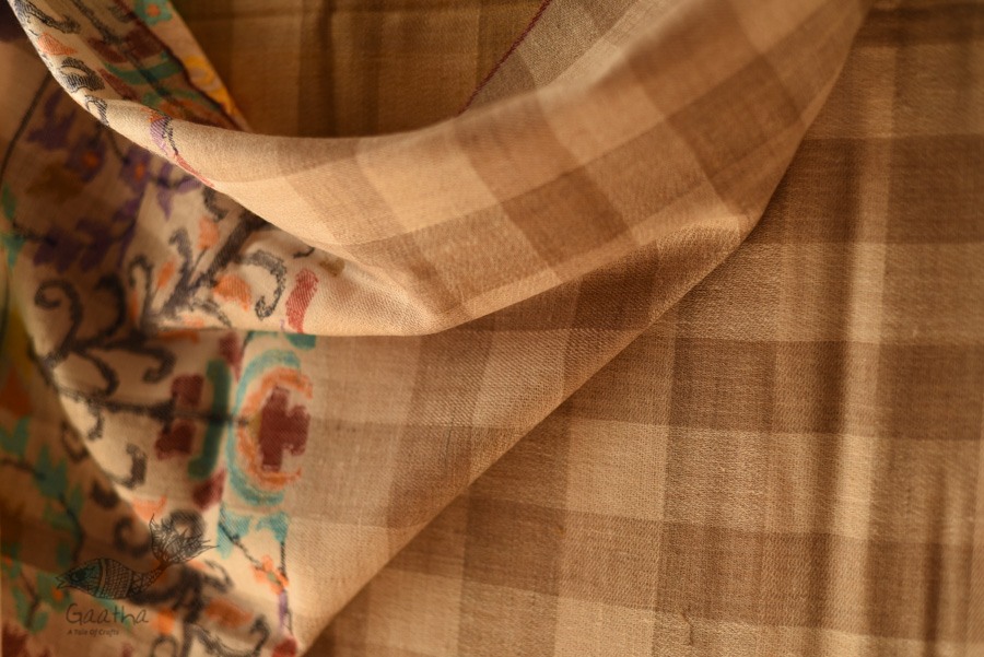 shop Kashmiri handwoven Pure Pashmina Kani Checks Shawl