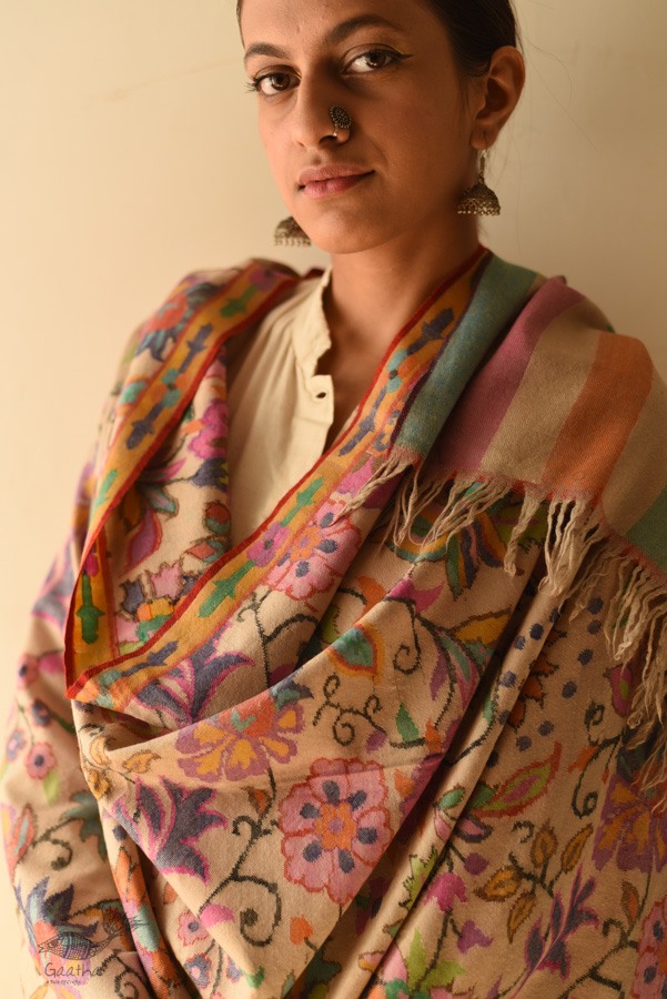 shop Kashmiri Kani Handwoven Pure Pashmina Shawl