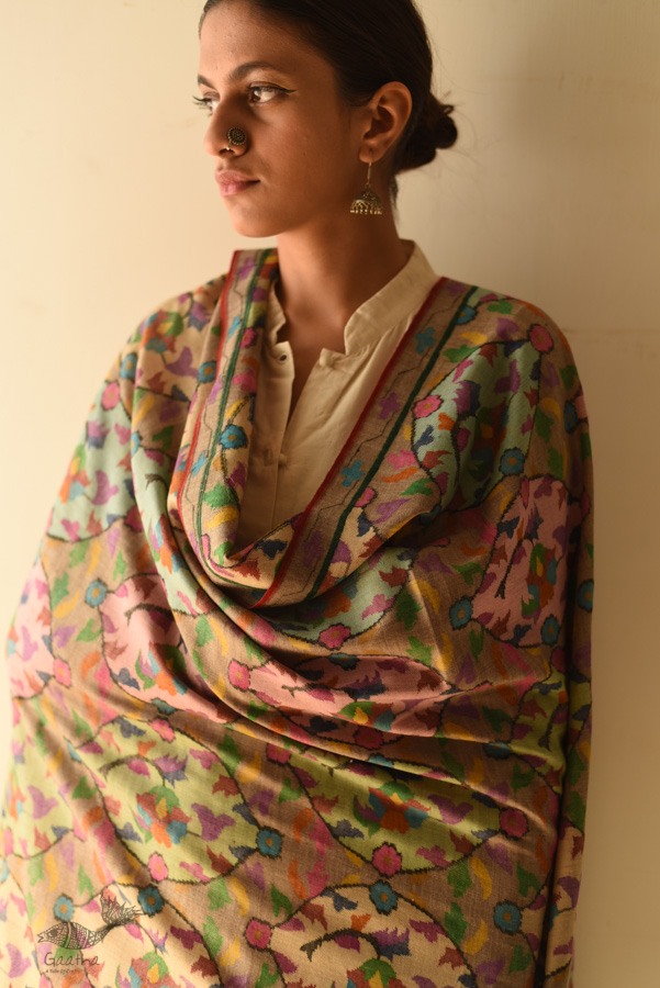 shop Kani Handwoven Pure Pashmina Full Jaal Kashmiri Shawl