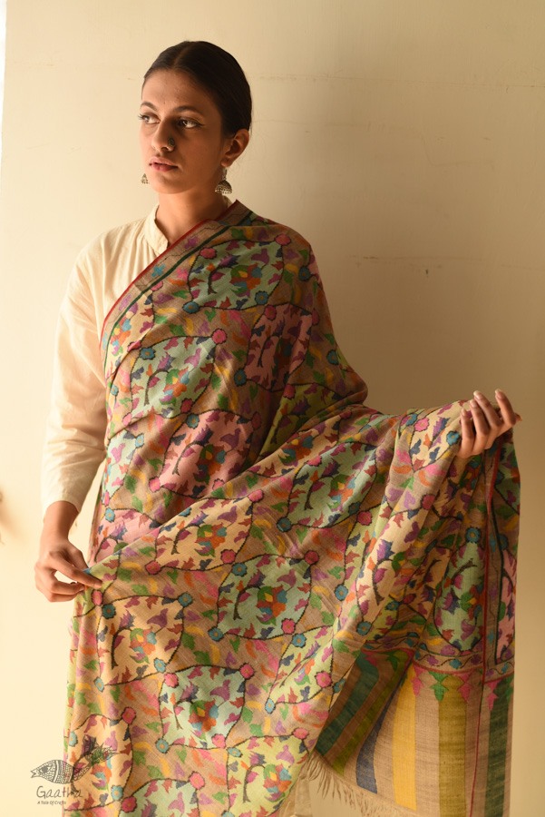 shop Kani Handwoven Pure Pashmina Full Jaal Kashmiri Shawl