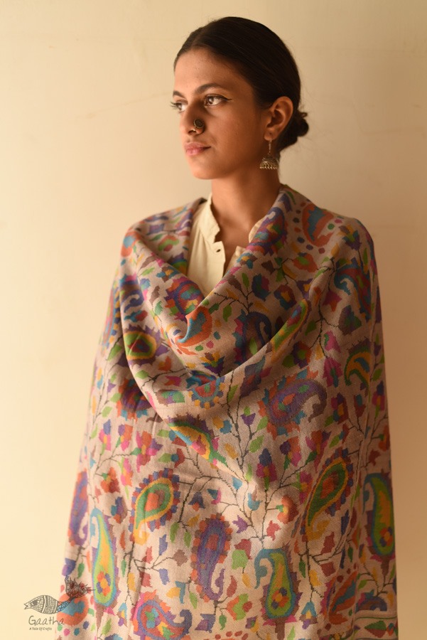 shop Kashmiri handwoven Pashmina Kani Shawl