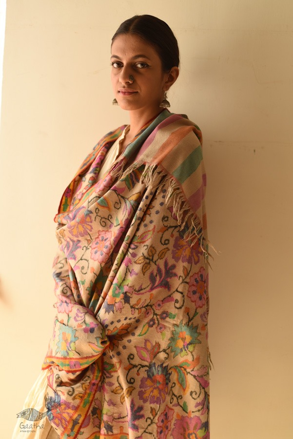 shop Kashmiri Kani Handwoven Pure Pashmina Shawl