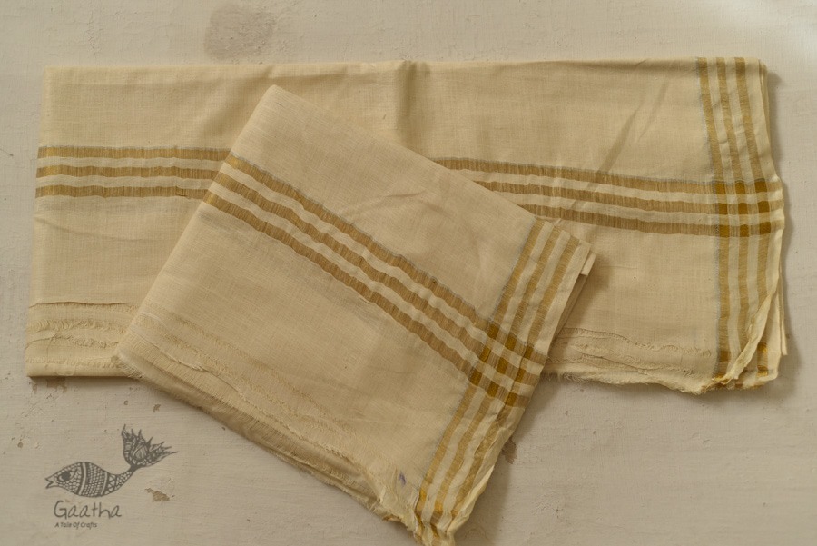 Handloom Matka Silk + Matka Silk Dhoti & Khes with zari border