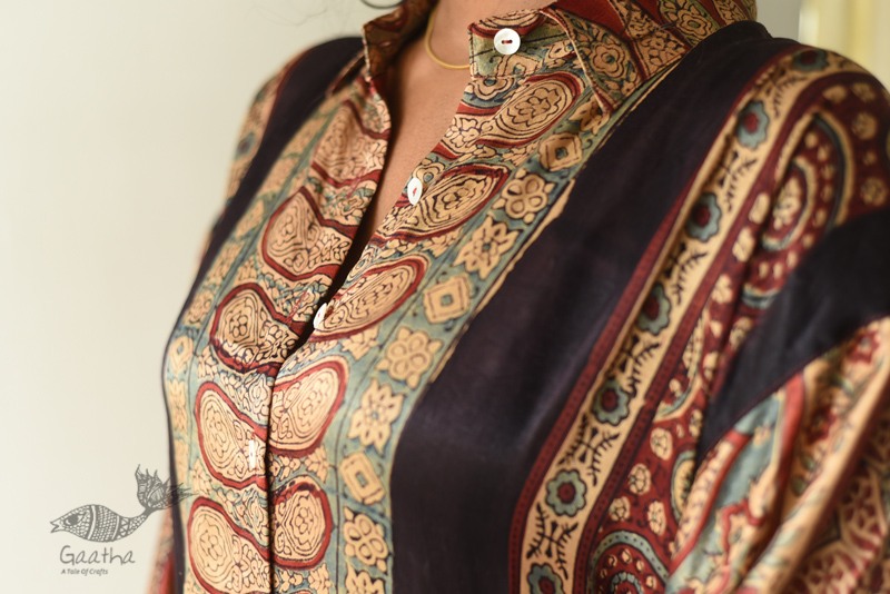 buy Ajrakh Modal Silk Shirt