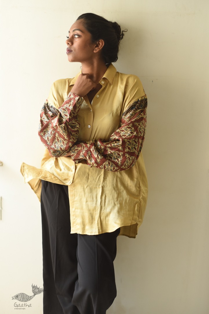 buy Ajrakh Modal Silk Loose Shirt