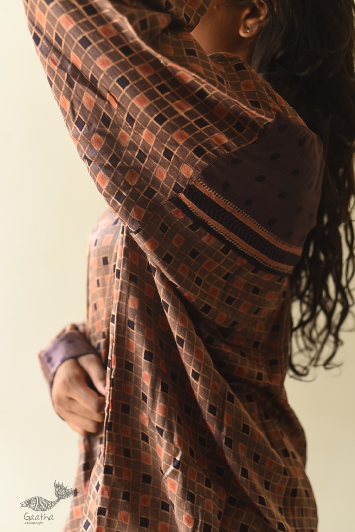 buy Ajrakh Modal Silk - Checks Loose Shirt