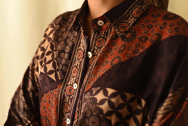 buy Ajrakh Modal Silk - Free Size Shirt