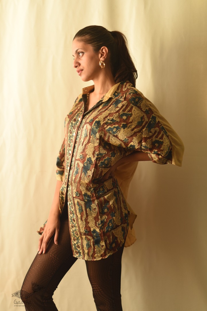 buy Natural Dyed Ajrakh Modal Silk Shirt