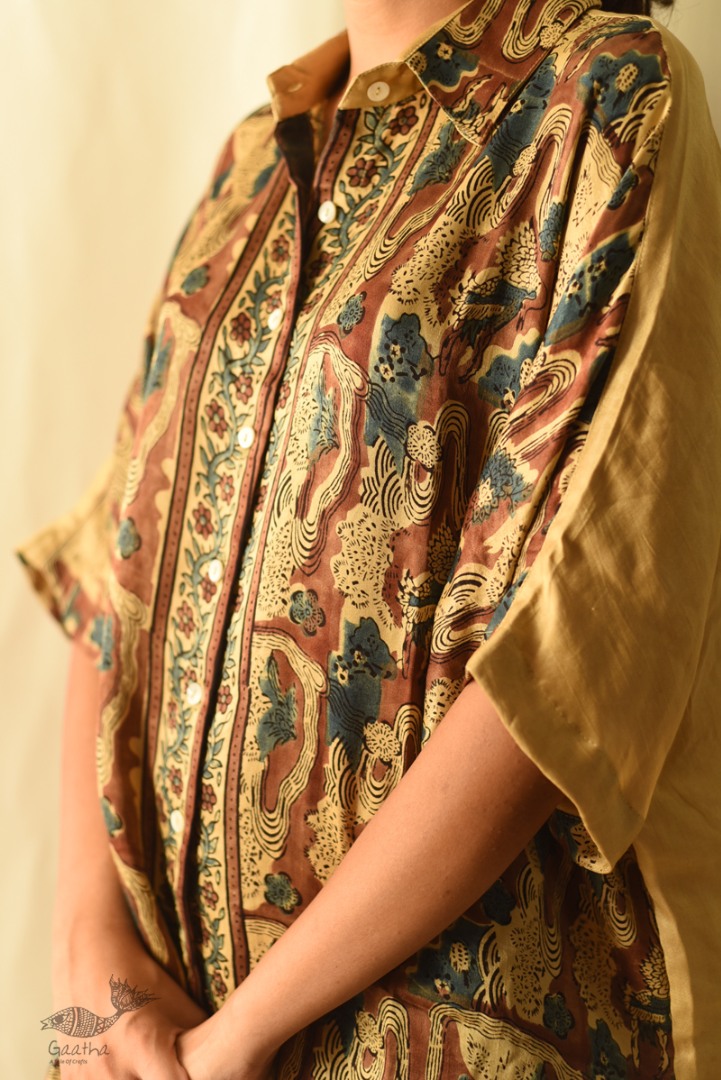 buy Natural Dyed Ajrakh Modal Silk Shirt