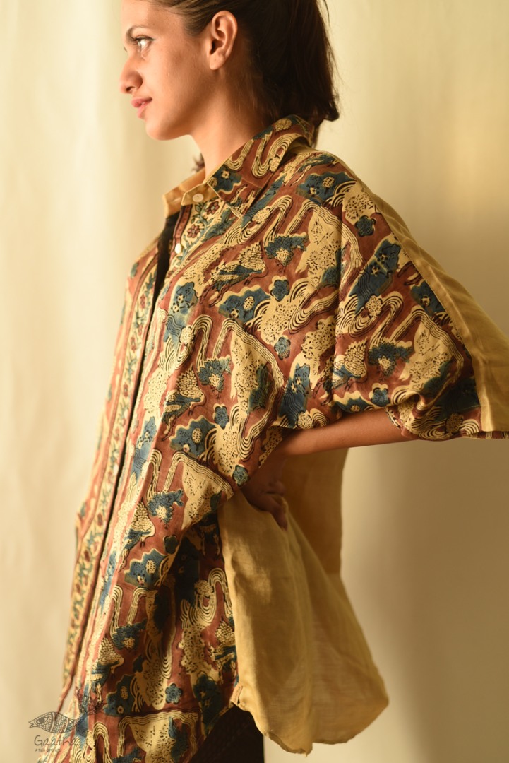 buy Natural Dyed Ajrakh Modal Silk Shirt