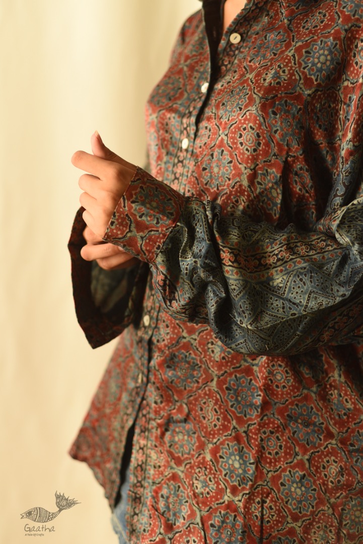 buy Ajrakh Modal Silk Unisex Shirt