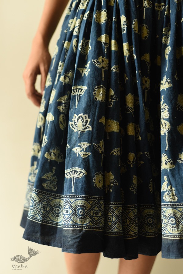 shop Natural Dyed Ajrakh Block Printed -Skirt