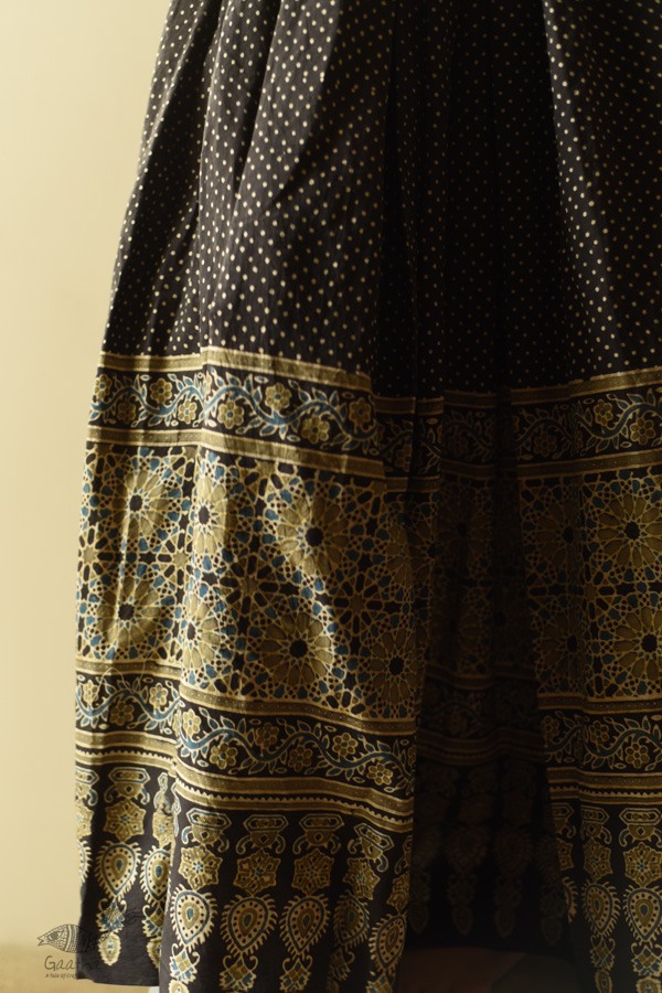 shop  Ajrakh Prints with Natural Dye - Carbon Black Long Skirt