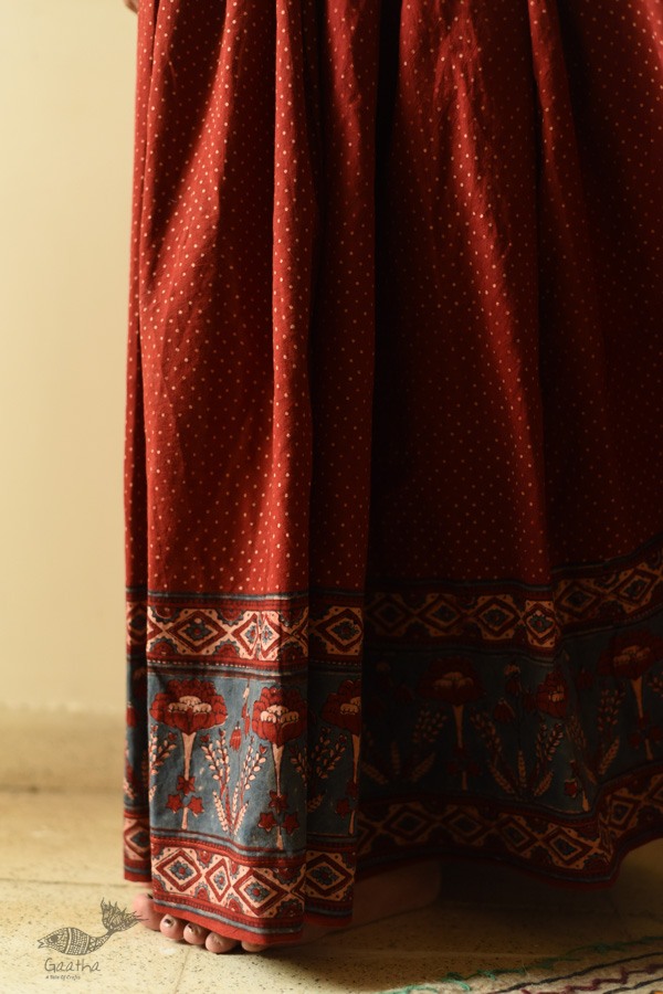 shop Ajrakh Prints Long Skirt / Ghagra With Natural Dyed