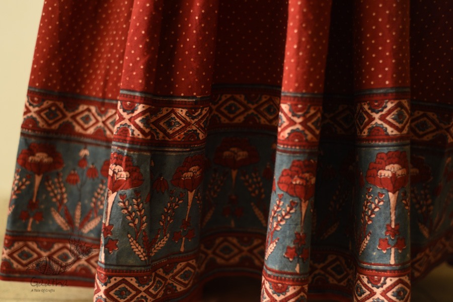 shop Ajrakh Prints Long Skirt / Ghagra With Natural Dyed