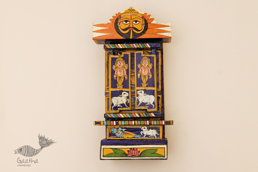 कथनिक ☀ Kaavad ~ A Wooden Shrine (Blue - 29 cm) ~ 112