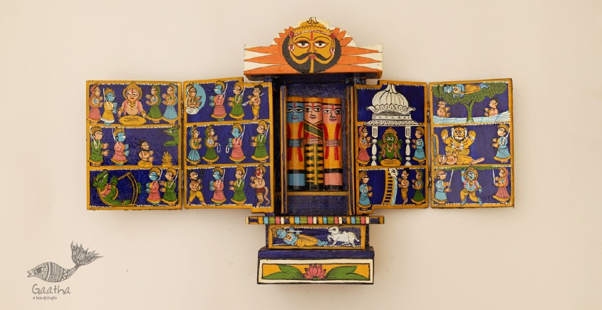 कथनिक ☀ Kaavad ~ A Wooden Shrine (Blue - 29 cm) ~ 112