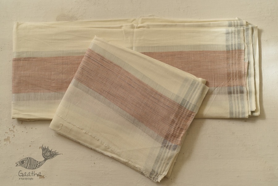 Handloom Matka Silk + Cotton Dhoti Khes - Zari Border
