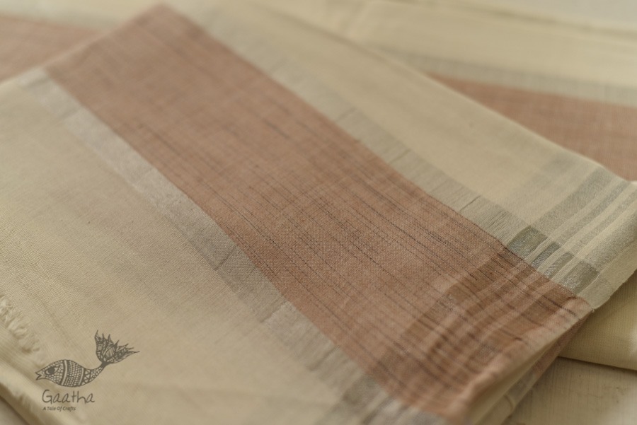 Handloom Matka Silk + Cotton Dhoti Khes - Zari Border