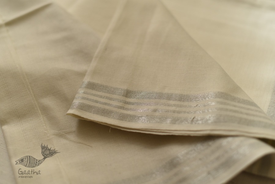 Handloom Matka Silk + Cotton Dhoti Khes - Zari Border