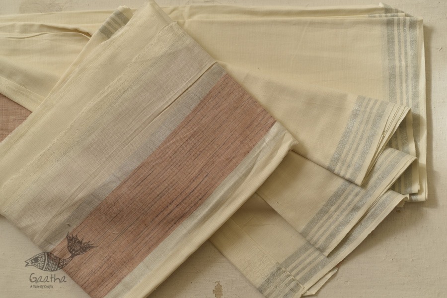 Handloom Matka Silk + Cotton Dhoti Khes - Zari Border