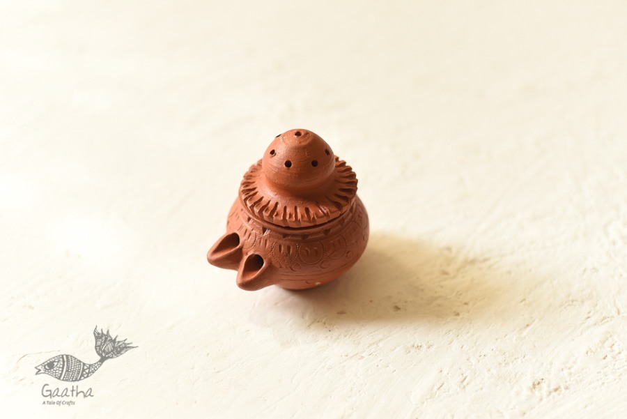 Shop Terracotta Handmade Clay - Diya With Incense Stick Stand