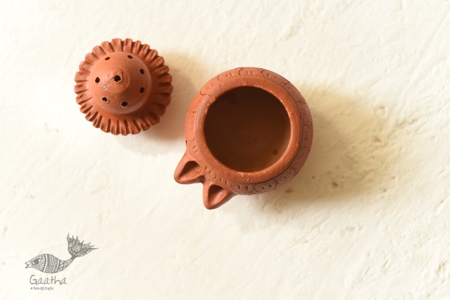 Shop Terracotta Handmade Clay - Diya With Incense Stick Stand