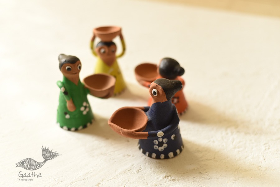 Shop Terracotta Handmade Clay Dolls (Set of Four)