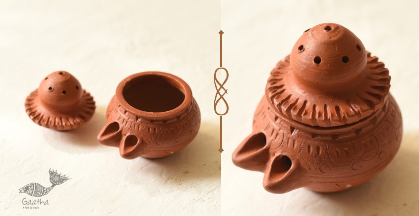 Shop Terracotta Handmade Clay - Diya With Incense Stick Stand