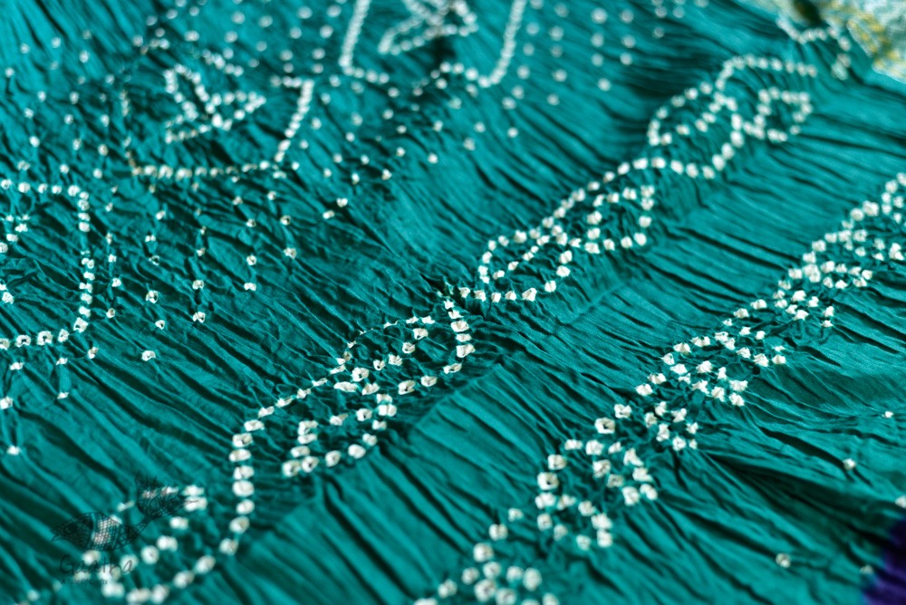 summer special Cotton Bandhani green & violet Saree