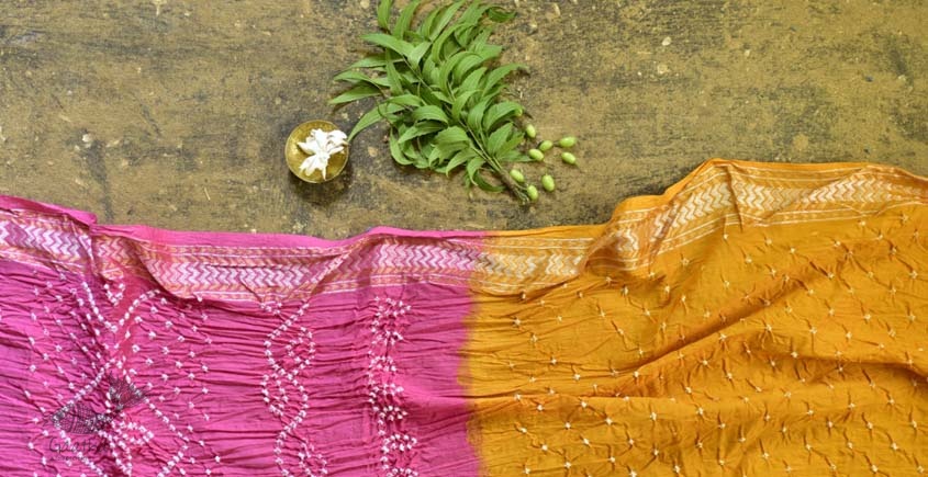 Mustard Yellow Bandhani Design Saree With Embroidery Work Blouse – Bahuji -  Online Fashion & Lifestyle Store
