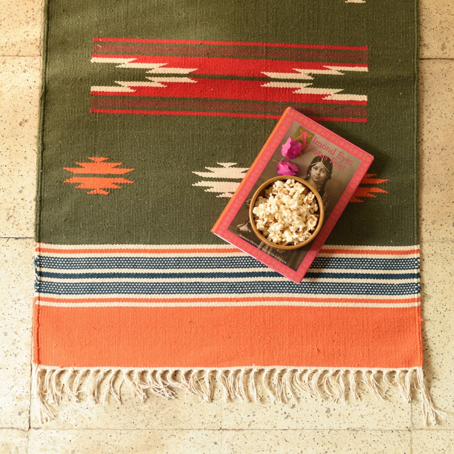 shop Handwoven Geometric Dhurries Green