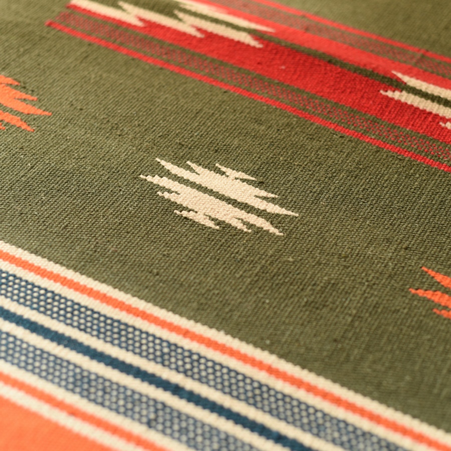 shop Handwoven Geometric Dhurries Green