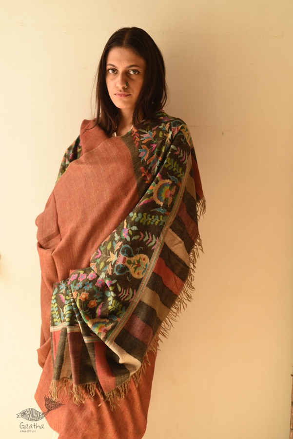 shop Kashmiri handwoven Pure Pashmina Kani Reversible Shawl