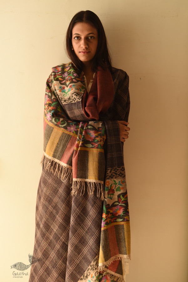 shop Kashmiri handwoven Pure Pashmina Kani Reversible Shawl