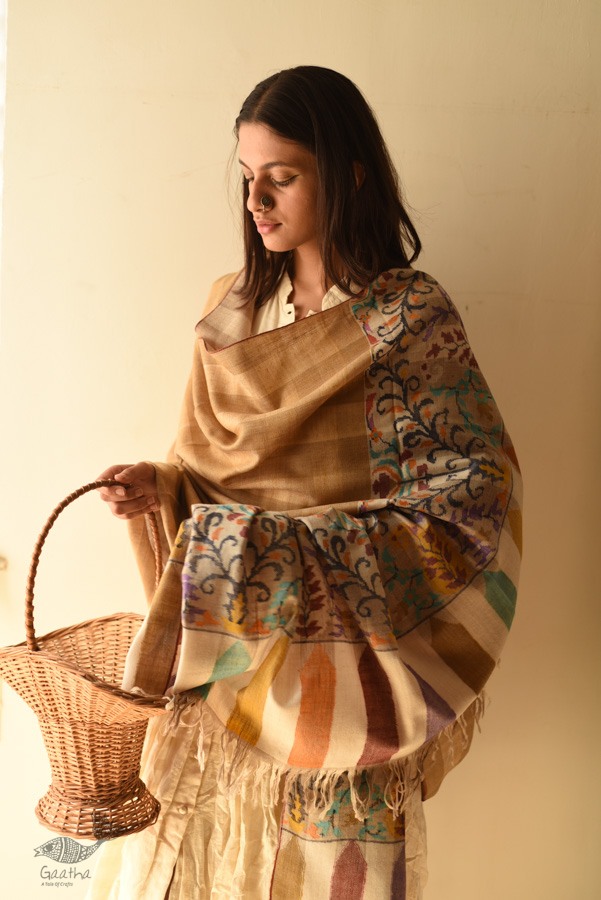 shop Kashmiri handwoven Pure Pashmina Kani Checks Shawl