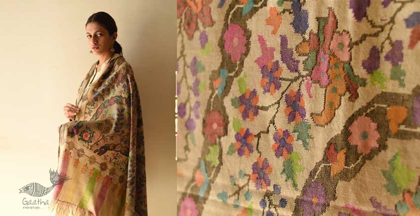 shop Kani Handwoven ~ Pure Pashmina Wool Kashmiri Shawl