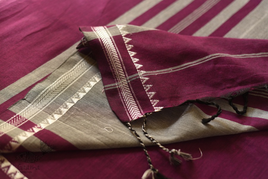 Casual Classics ❊ Everyday Handloom Saree - magenta cotton saree 