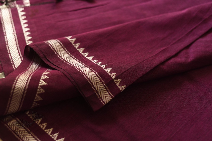 Casual Classics ❊ Everyday Handloom Saree - magenta cotton saree 