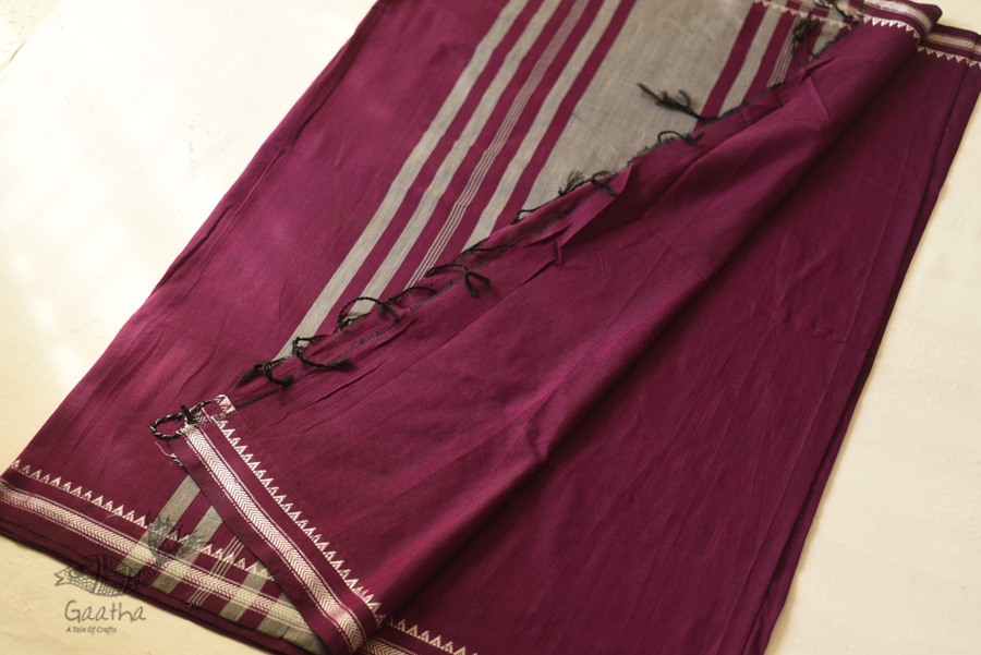 Casual Classics ❊ Everyday Handloom Saree - magenta cotton saree 