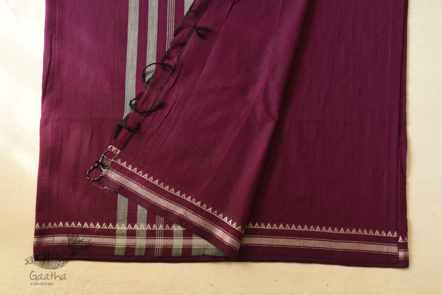 Casual Classics ❊ Everyday Handloom Saree - magenta cotton saree 