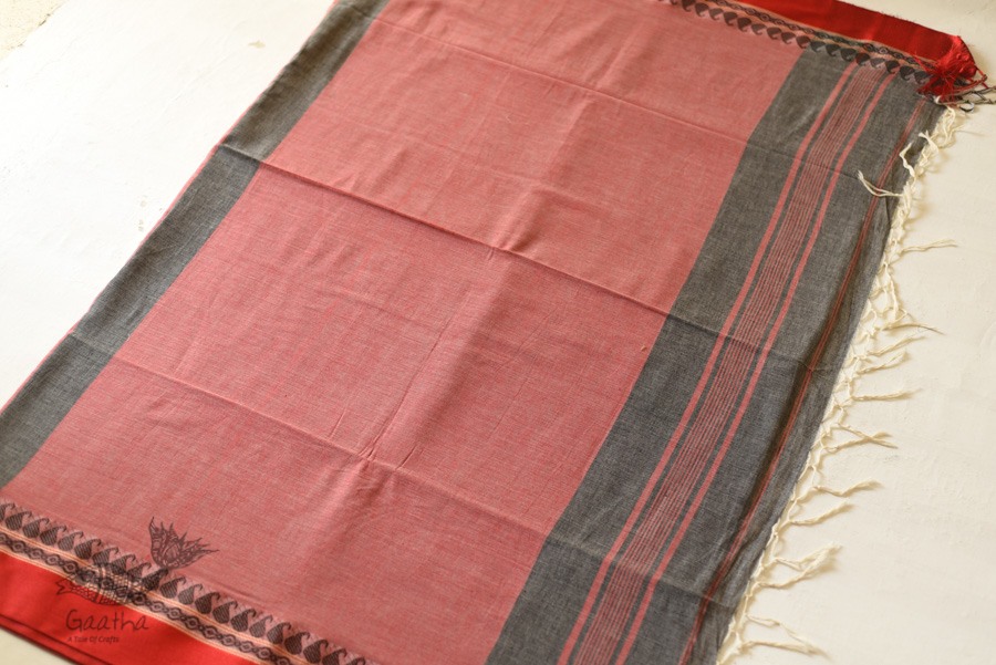 Casual Classics cotton saree - Carbon Black With Red Border