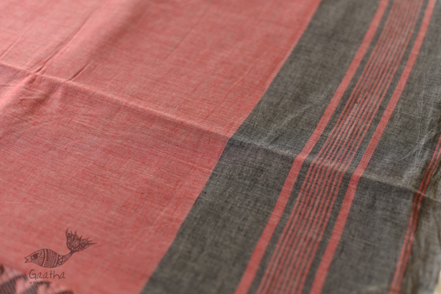 Casual Classics cotton saree - Carbon Black With Red Border