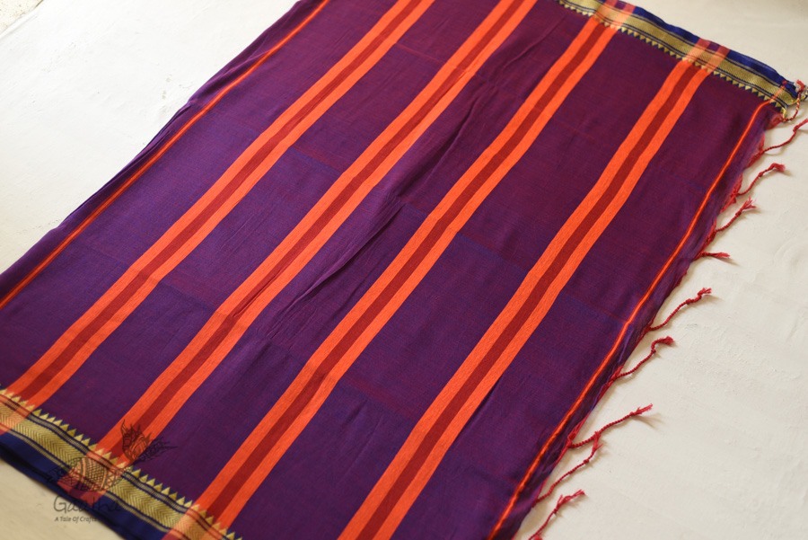 shop pure cotton handloom saree - purple